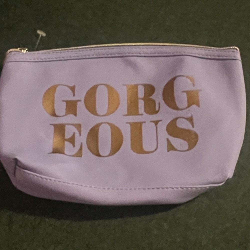 Ruby + Cash—Elegant Lavender Cosmetic Bag with Gold Print—NWT